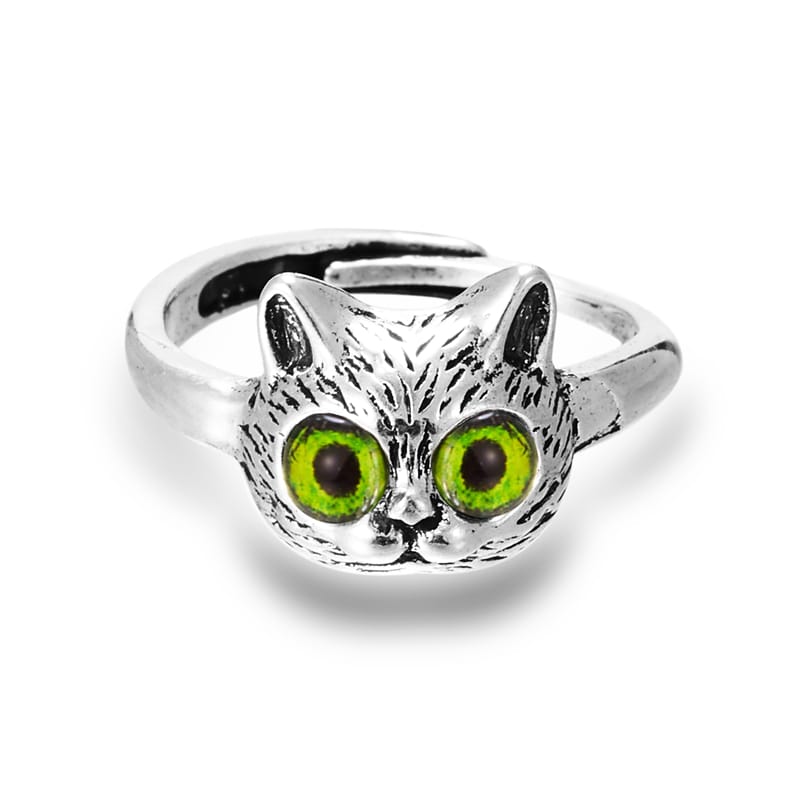 ANILLO GATO DE OJOS AZUL Y VERDE