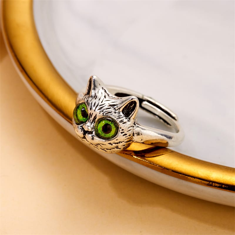 ANILLO GATO DE OJOS AZUL Y VERDE