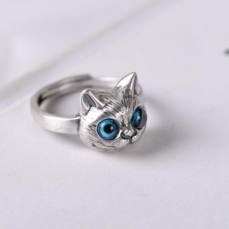 ANILLO GATO DE OJOS AZUL Y VERDE