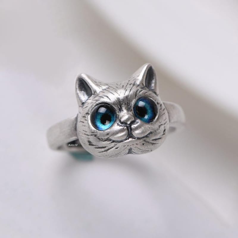 ANILLO GATO DE OJOS AZUL Y VERDE