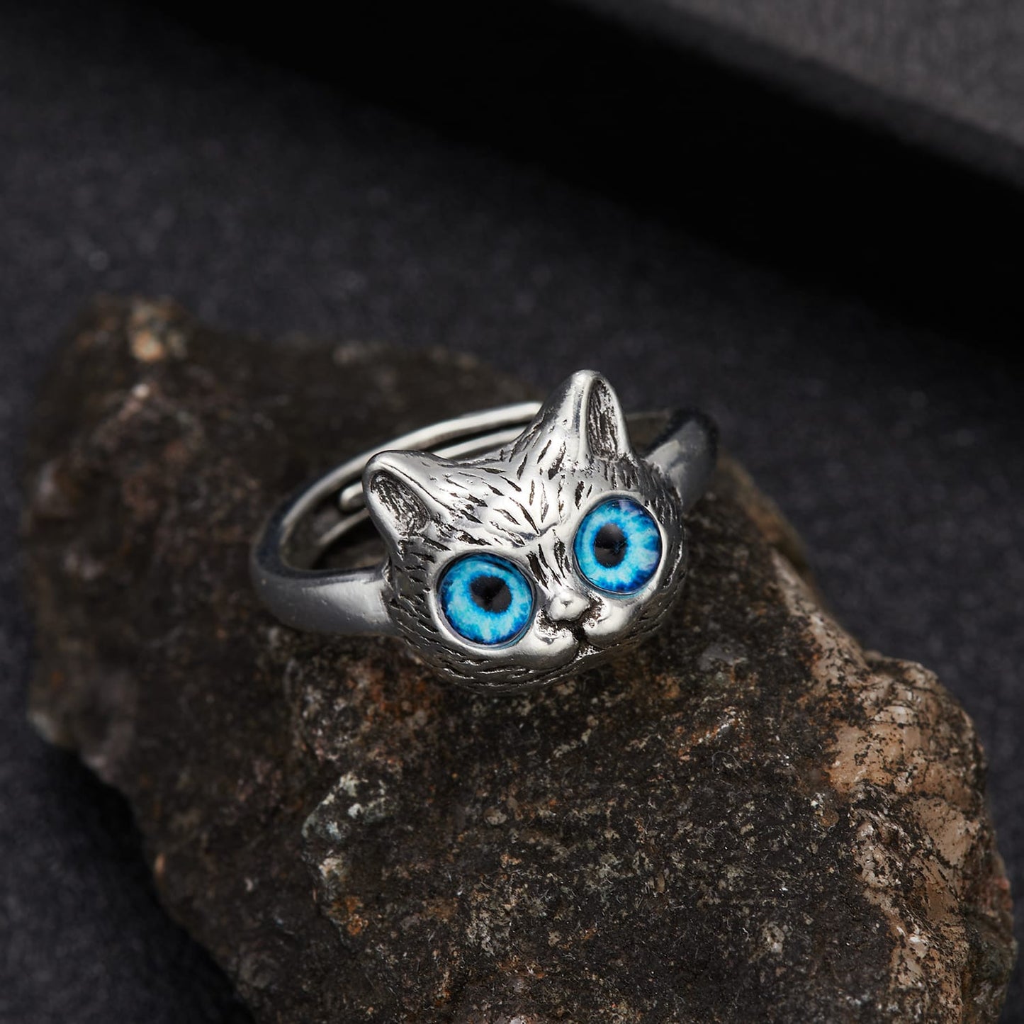 ANILLO GATO DE OJOS AZUL Y VERDE